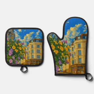 Ensemble De Gant De Cuisine Et De Manique Coin florissant - Rue européenne dynamique