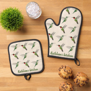 Ensemble De Gant De Cuisine Et De Manique Colibri à gorge rubis