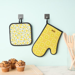 Ensemble De Gant De Cuisine Et De Manique Conception de citron mignon