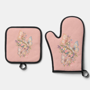 Ensemble De Gant De Cuisine Et De Manique Conception de jardin de papillon sucré pour magiqu