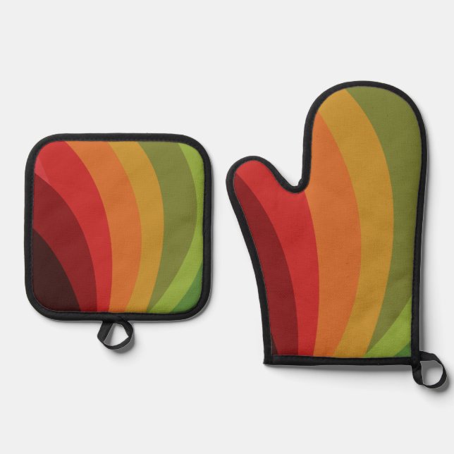 Ensemble De Gant De Cuisine Et De Manique Couleurs d'automne (Recto)