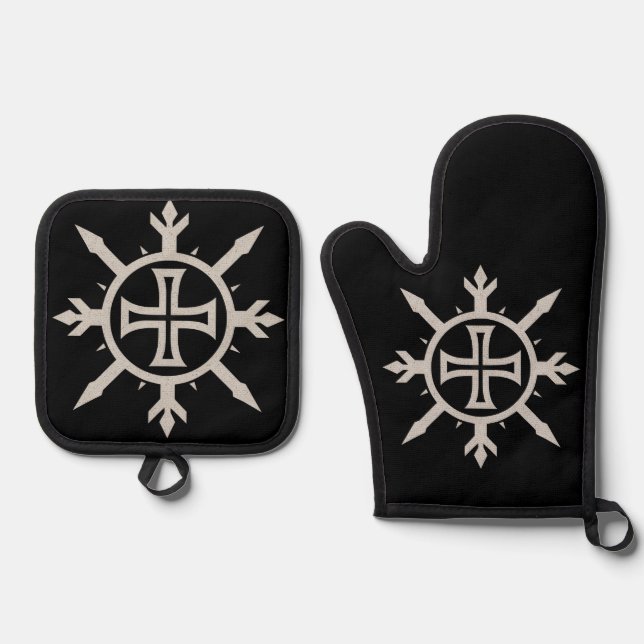 Ensemble De Gant De Cuisine Et De Manique "Cross Emblem"  (Recto)