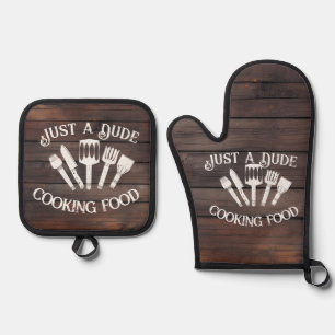 Ensemble De Gant De Cuisine Et De Manique Cuisine amusante pour les hommes - 'Dude Cuisine F