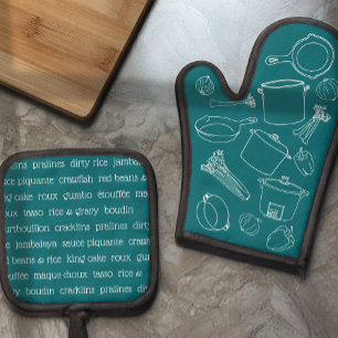 Ensemble De Gant De Cuisine Et De Manique Cuisine Cajun Essentials Four Mitt et Pot Holders