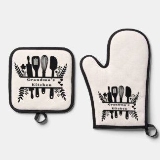 Ensemble De Gant De Cuisine Et De Manique Cuisine de grand-mère : Collection d'outils de cui
