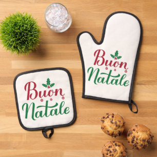 Ensemble De Gant De Cuisine Et De Manique Cuisine italienne de Noël Buon Natale