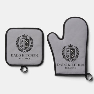 Ensemble De Gant De Cuisine Et De Manique Cuisine personnalisée de papa Crest BBQ Grill Mast