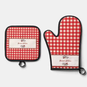 Ensemble De Gant De Cuisine Et De Manique Cuisine rouge italienne personnalisée