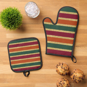 Ensemble De Gant De Cuisine Et De Manique Cute Fall Rebande saisonnière cuisine motif