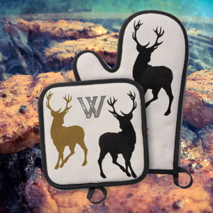 Ensemble De Gant De Cuisine Et De Manique Deer Hunter Antlers Woodsman