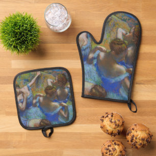 Ensemble De Gant De Cuisine Et De Manique Degas Danseuses Bleues Pastel Chef-d'œuvre d'Art