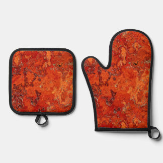 Ensemble De Gant De Cuisine Et De Manique Design de jaspe rouge