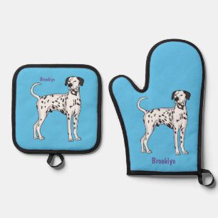 Ensemble De Gant De Cuisine Et De Manique Dessin animé de chien dalmate