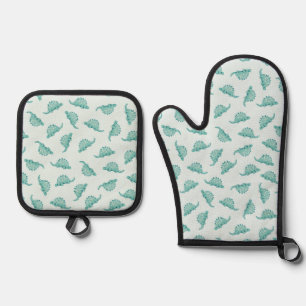 Ensemble De Gant De Cuisine Et De Manique Dinosaur Stegosaurus motif