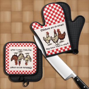 Ensemble De Gant De Cuisine Et De Manique Drôle Poulets savent quand l'aimer Citer