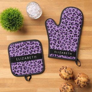 Ensemble De Gant De Cuisine Et De Manique Empreinte de léopard, Spots, Leopard Violet, Votre