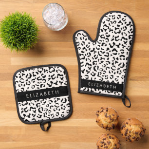 Ensemble De Gant De Cuisine Et De Manique Empreinte de léopard, Spots, Noir Et Blanc, Votre