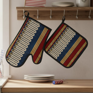 Ensemble De Gant De Cuisine Et De Manique Ensemble Colonial Vintage en Laiton et Galon ID130