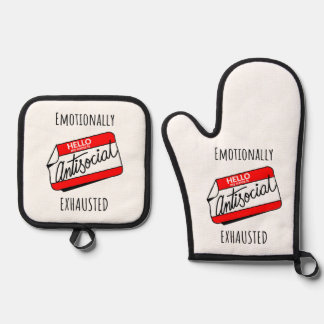 Ensemble De Gant De Cuisine Et De Manique Épuisé sur le plan émotionnel