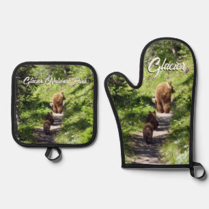 Ensemble De Gant De Cuisine Et De Manique Famille d'ours brun