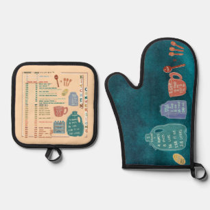 Ensemble De Gant De Cuisine Et De Manique Feuille de référence pour les conversions de mesur