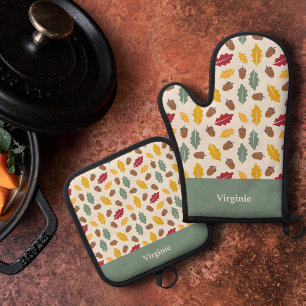 Ensemble De Gant De Cuisine Et De Manique Feuilles d'maïs et d'automne