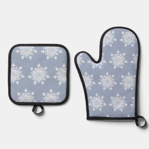 Ensemble De Gant De Cuisine Et De Manique Flacon de neige bleu glace