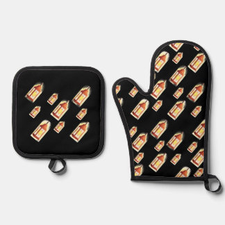 Ensemble De Gant De Cuisine Et De Manique Floating Lantern Glow-Cozy Aesthetic Design