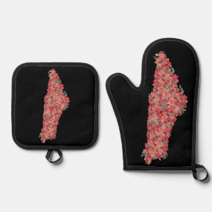 Ensemble De Gant De Cuisine Et De Manique Floral Palestine carte la liberté artistique pour