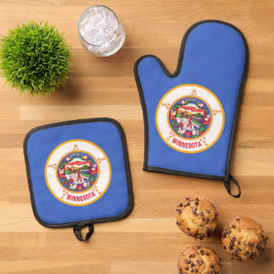 Ensemble De Gant De Cuisine Et De Manique Four Mitt, Pot Holders avec le drapeau du Minnesot