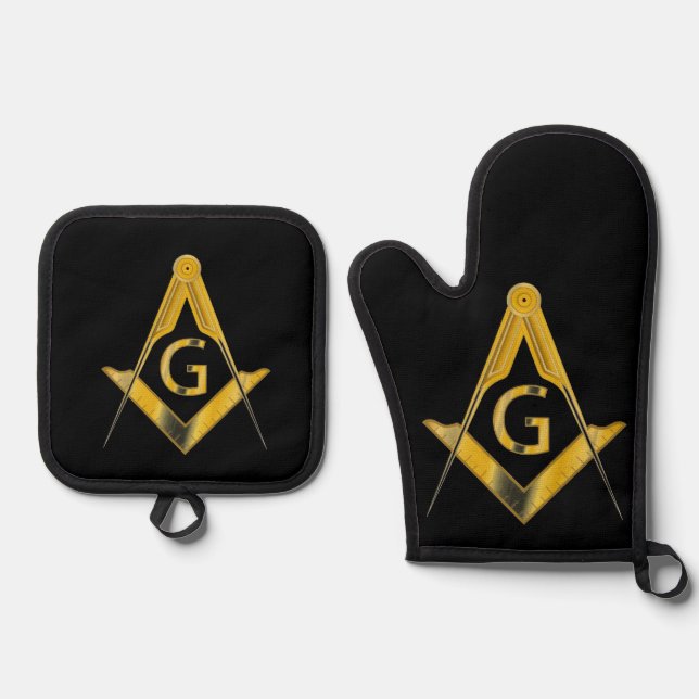Ensemble De Gant De Cuisine Et De Manique Freemason (Recto)