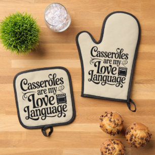 Ensemble De Gant De Cuisine Et De Manique Funny Foodie Meme Les casseroles sont ma langue d'