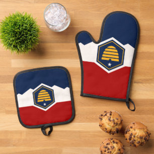 Ensemble De Gant De Cuisine Et De Manique Gant de four, Poignées de casserole, Drapeau de l'