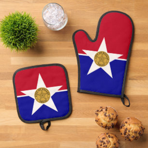 Ensemble De Gant De Cuisine Et De Manique Gant de four, protège-pots avec le drapeau de Dall