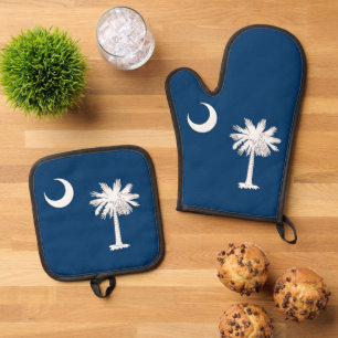 Ensemble De Gant De Cuisine Et De Manique Gant de four, protège-pots avec le drapeau de la C