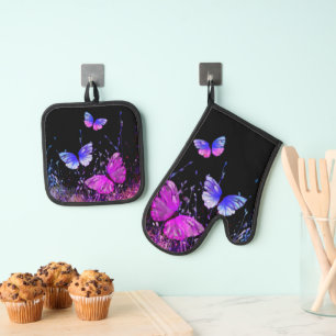 Ensemble De Gant De Cuisine Et De Manique Gants de cuisine et dessous de plat Papillons