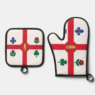 Ensemble De Gant De Cuisine Et De Manique Gants de four et protège-pots, drapeau de Montréal