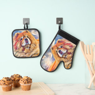 Ensemble De Gant De Cuisine Et De Manique GOLDEN GIRL chow