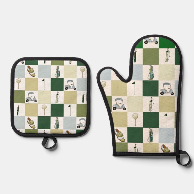 Ensemble De Gant De Cuisine Et De Manique Golf (Recto)