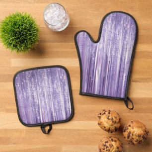 Ensemble De Gant De Cuisine Et De Manique Grandes Tinsel De Glam Violet