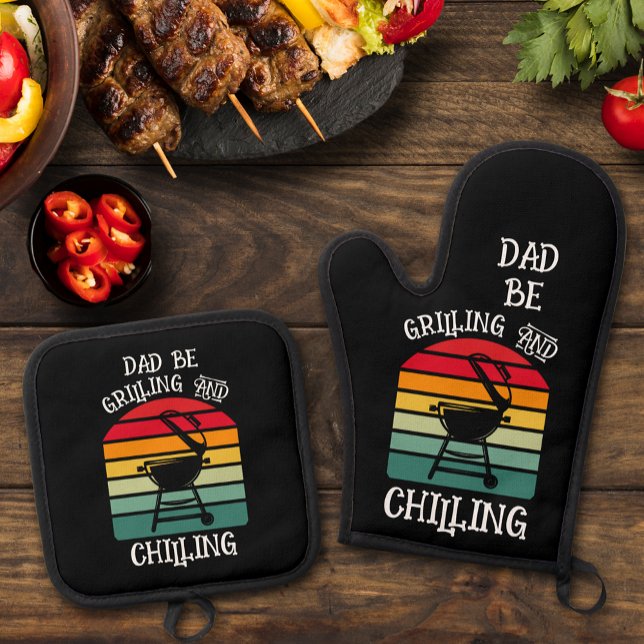 Ensemble De Gant De Cuisine Et De Manique Gravure et réfrigération (Grilling and chilling oven mitt and pot holder set)