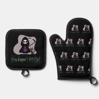 Ensemble De Gant De Cuisine Et De Manique Grim Reaper's Assistant mignonne faucheuse