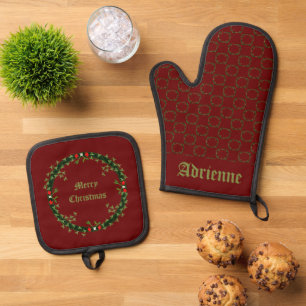 Ensemble De Gant De Cuisine Et De Manique Guirlande de Noël gothique personnalisée