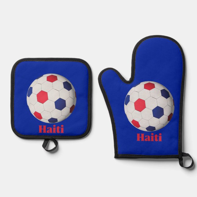 Ensemble De Gant De Cuisine Et De Manique Haiti Soccer (Recto)