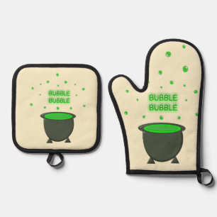 Ensemble De Gant De Cuisine Et De Manique Halloween Cauldron et Bubbling Green Brew