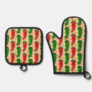 Ensemble De Gant De Cuisine Et De Manique Hot Pepper Divas Dessin Motif personnalisé