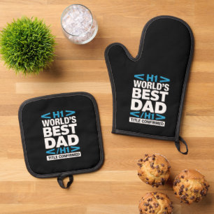Ensemble De Gant De Cuisine Et De Manique HTML H1 Meilleur Papa du Monde Code Cuisine