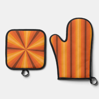 Ensemble De Gant De Cuisine Et De Manique Illusion optique orange
