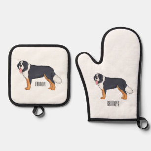 Ensemble De Gant De Cuisine Et De Manique Illustration bernoise d'un chien de montagne