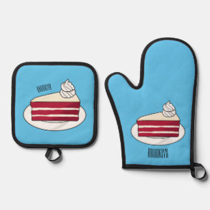 Ensemble De Gant De Cuisine Et De Manique Illustration de dessin animé de gâteau au velours 